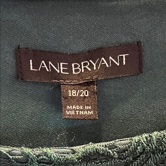 Lane Bryant Lace Midi Shift Dress Forest Green Statement Sleeves Size 20 - Picture 10 of 11